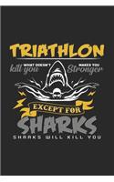 Triathlon sharks: 6x9 Triathlon - grid - squared paper - notebook - notes