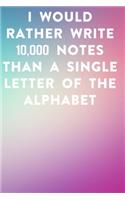 I would rather write 10,000 no single letter of the alphabet