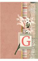 G: Vintage Art Journal Monogram Letter G - Peach Floral Personalized Blank Lined Journal - Gift for Women & Girls