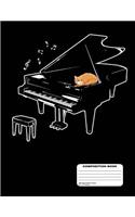Orange Cat on a Black Piano Blank Sheet Music Composition Practice Music Manuscript Staff Paper Notebook - 13 Staves, 200 Pages / 100 Sheets, 8-1/2" x 11"