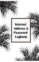 Internet Address & Password Logbook: Black Leaves On White Cover Extra Size (5.5 x 8.5) inches, 110 pages