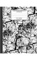 Wide Ruled Composition Notebook 8x 10. 120 Pages. Distressed Pattern: Distressed Texture Pattern. Multi Purpose Wide Ruled Journal Paper. Black and White Branches Cracks Distressed Pattern Cover.