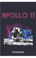 Apollo 11 Notebook: Apollo 11 Moon Lunar Landing Spaceflight Classic Journal Notebook with 110 Pages for Notes, Lists, Musings and More