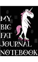 My Big Fat Journal Notebook Unicorn Roller Skating