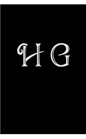 H G: Double Monogram Journal, 100 Pages, 6x9 Inches, Black Glossy Cover