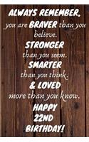 Always Remember You Are Braver Than You Believe Happy 22nd Birthday