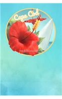 Cape Cod Massachusetts: Cute Red Hibiscus Surfing Beach and Surfboard Dotted Grid Bullet Journal Notebook - 100 Pages 6 X 9 Inches Log Book