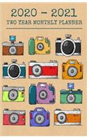 2020-2021 Two Year Monthly Planner: Comic Style Camera's - Small Pocket Calendar 5.06 x 7.81