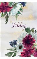 Libby: Personalized Journal Gift Idea for Women (Burgundy and White Mums)