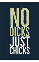 No Dicks Just Chicks: Specialty Rude Quote By Lesbians For Lesbians - Journal With Blank Lines - Gift For Lesbian Girlfriend Idea
