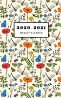 2020-2021 Weekly Planner: 5 X 8 Handy Size - 24 Months Agenda Planner - Calendar Schedule & Goal Setting - Garden flowers and dragonflies cover