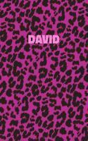 David: Personalized Pink Leopard Print Notebook (Animal Skin Pattern). College Ruled (Lined) Journal for Notes, Diary, Journaling. Wild Cat Theme Design wi