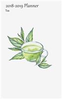 2018-2019 Planner Tea: Small Academic 2018-19 Agenda With Yearly and Monthly Pages and Green Tea and Leaves Cover