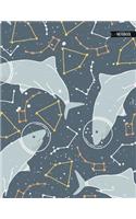Notebook: Constellation Sharks Ocean And Sea Journal for Girls and Women - 8.5x11 Large Lined Diary for Writing Journaling School or Work