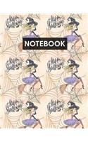 Notebook: Blank Lined Journal with Happy Halloween Witch And Spiderweb for Writing Journaling or School(Halloween Spooky Cute Books)
