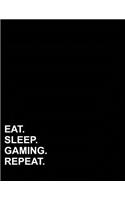 Eat Sleep Gaming Repeat: Graph Paper Notebook: 1/2 Inch Squares, Blank Graphing Paper with Borders