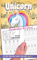 Unicorn Handwriting Workbook Letter Tracing Pages: Music Instrument Edition - For Boys and Girls 3+