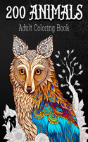 200 Animals Adult Coloring Book