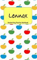 Lennox - Handwriting Practice Workbook: 8.5 x 11 Notebook with Dotted Lined Sheets - 100 Pages - Colorful Apples