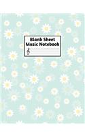 Blank Sheet Music Notebook: Easy Blank Staff Manuscript Book Large 8.5 X 11 Inches Musician Paper Wide 12 Staves Per Page for Piano, Flute, Violin, Guitar, Trumpet, Drums, Cell