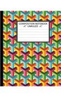 Unruled Composition Notebook 8 x 10, Abstract Isometric 3D