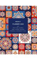 Weekly Planner 2020 with Gratitude Journal, Habit & Mood Tracker, Personal & Business TO-DOs: Personal and Work Sections to Organize Your Days for Success (ORNAMENT COVER DESIGN OF MANDALA TILES)