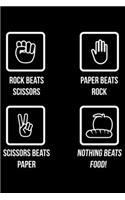 Rock Beats Scissors Paper Beats Rock Scissors Beats Paper Nothing Beats Food!: Lined A5 Notebook for Fast Food Lovers Journal Cookbook for your own recipes