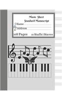 Music Sheet Standard Manuscript -108 Pages 12 Staffs - Staves: Gift For Music Lovers Music Notebook