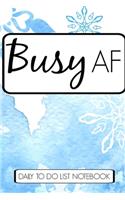 Busy AF Daily To-Do List Notebook: Homework Book Notepad Notebook Composition and Journal Gratitude Dot Diary Blue Cloud Mandala
