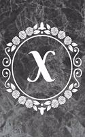 X: Cute Floral Initial Monogram College Ruled Notebook - Pretty Personalized Lined Journal & Diary for Writing Notes for Students for Girls & Women - L
