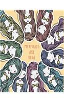 Mermaids are real: Cute mermaids on yellow cover and Dot Graph Line Sketch pages, Extra large (8.5 x 11) inches, 110 pages, White paper, Sketch, Draw and Paint(4 Cute Mermaids on Yellow Notebook)