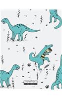 Notebook: Dinosaur on grey cover and Lined pages, Extra large (8.5 x 11) inches, 110 pages, White paper(5 Dinosaur on Grey Notebook)