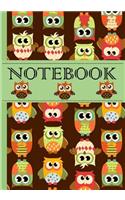 Notebook: Green Owl Notebook: Cute Colourful Owls on the Cover: 7" X 10," 110 College Line Pages. Perfect as a Journal, Diary or Notebook