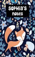 Sophia's Notes: Winter Fox Personalised College Ruled Notebook