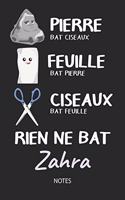 Rien ne bat Zahra - Notes: Noms Personnalisé Carnet de notes / Journal pour les filles et les femmes. Kawaii Pierre Feuille Ciseaux jeu de mots. Fournitures scolaires, premier