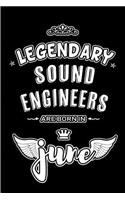 Legendary Sound Engineers are born in June: Blank Lined 6x9 Audio Engineering Journal/Notebooks as Appreciation day, Birthday, Welcome, Farewell, Thanks giving, Christmas or any occasion gift 