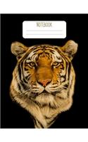 Notebook: For kids who like tigers - Tiger photograph on black background - Standard lined paper with margin - 100 pages (8.5x11)