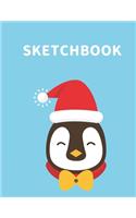 Sketchbook: A Cute Penguin Kawaii Sketchbook for Kids: 100 Pages of 8.5" x 11" Large Blank Paper for Drawing, Doodling Painting or Sketching