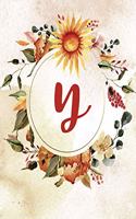 Notebook 6"x9", Letter Y, Orange Green Floral Design: (25 Notebook 6"x9", Letter Y, Orange Green Floral Design)