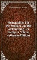 Memorabilien Fur Das Studium Und Die Amtsfuhrung Des Predigers, Volume 4 (German Edition)