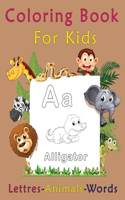 Coloring Book For Kids, Letters-Animals-words