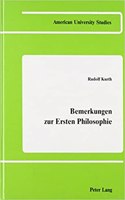 Bemerkungen Zur Ersten Philosophie