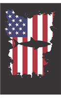 Notebook: Shark USA Flag America 4th Of July Murica Gift Dot Grid 6x9 120 Pages Journal