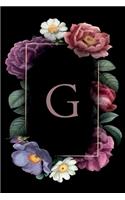 G: Floral Monogram Initial "G" / Medium Size Notebook with Lined Interior, Page Number and Daily Entry Ideal for Taking Notes, Journal, Diary, Daily Pl