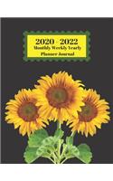 2020 - 2022 Monthly Weekly Yearly Planner Journal: Sunflowers Floral Design Cover 2 Year Planner Appointment Calendar Organizer And Journal Notebook