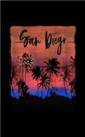 San Diego: California Christmas Notebook With Lined Wide Ruled Paper For Taking Notes. Stylish Tropical Travel Journal Diary 5 x 8 Inch Soft Cover. For Home, W