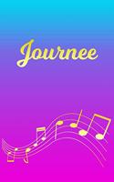 Journee: Sheet Music Note Manuscript Notebook Paper - Pink Blue Gold Personalized Letter J Initial Custom First Name Cover - Musician Composer Instrument Com