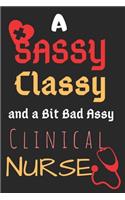 A Sassy Classy and a Bit Bad Assy Clinical Nurse: Perfect Gift (100 Pages, Blank Notebook, 6 x 9) (Cool Notebooks) Paperback