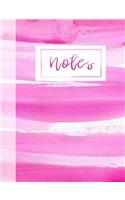 Notes: Stylish Feminine Pink Batik Watercolor Stripes Girls Women Student Graphic Design Art Gift Composition Notebook Journal, 7.44 x 9.69" 100 Pages Coll