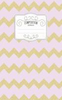 Composition Notebook: Kawaii College Ruled Narrow Line Comp Books for School - Chevron Purple Gold